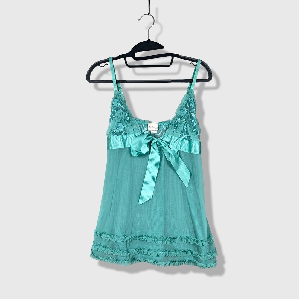 Frederick's of Hollywood Babydoll Women Small Teal Coquette Y2K Romantic
